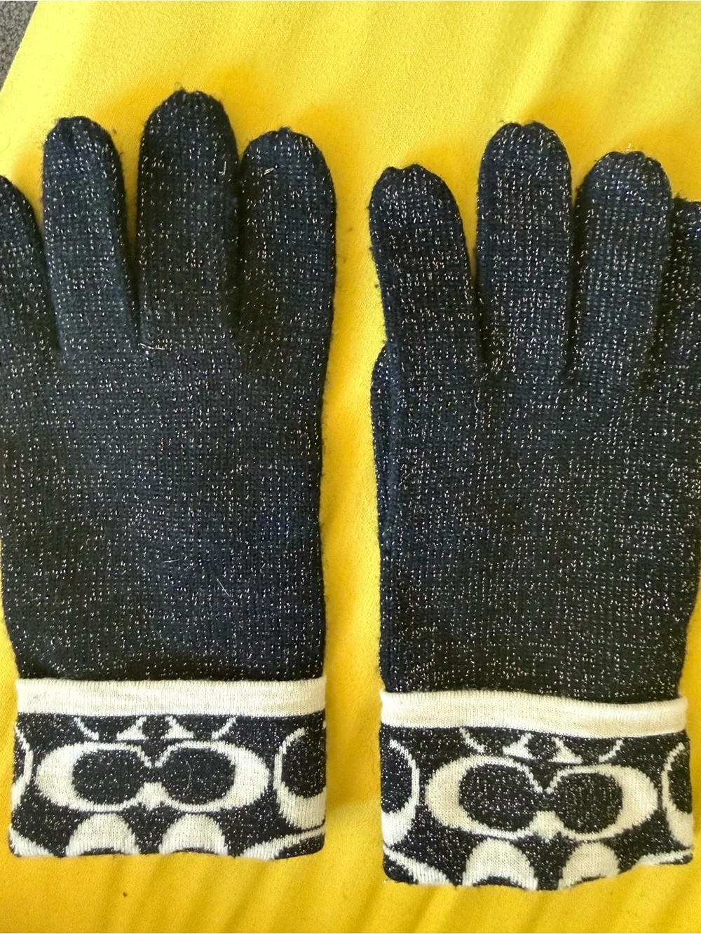 Coach Cream/Black Shimmering Gloves